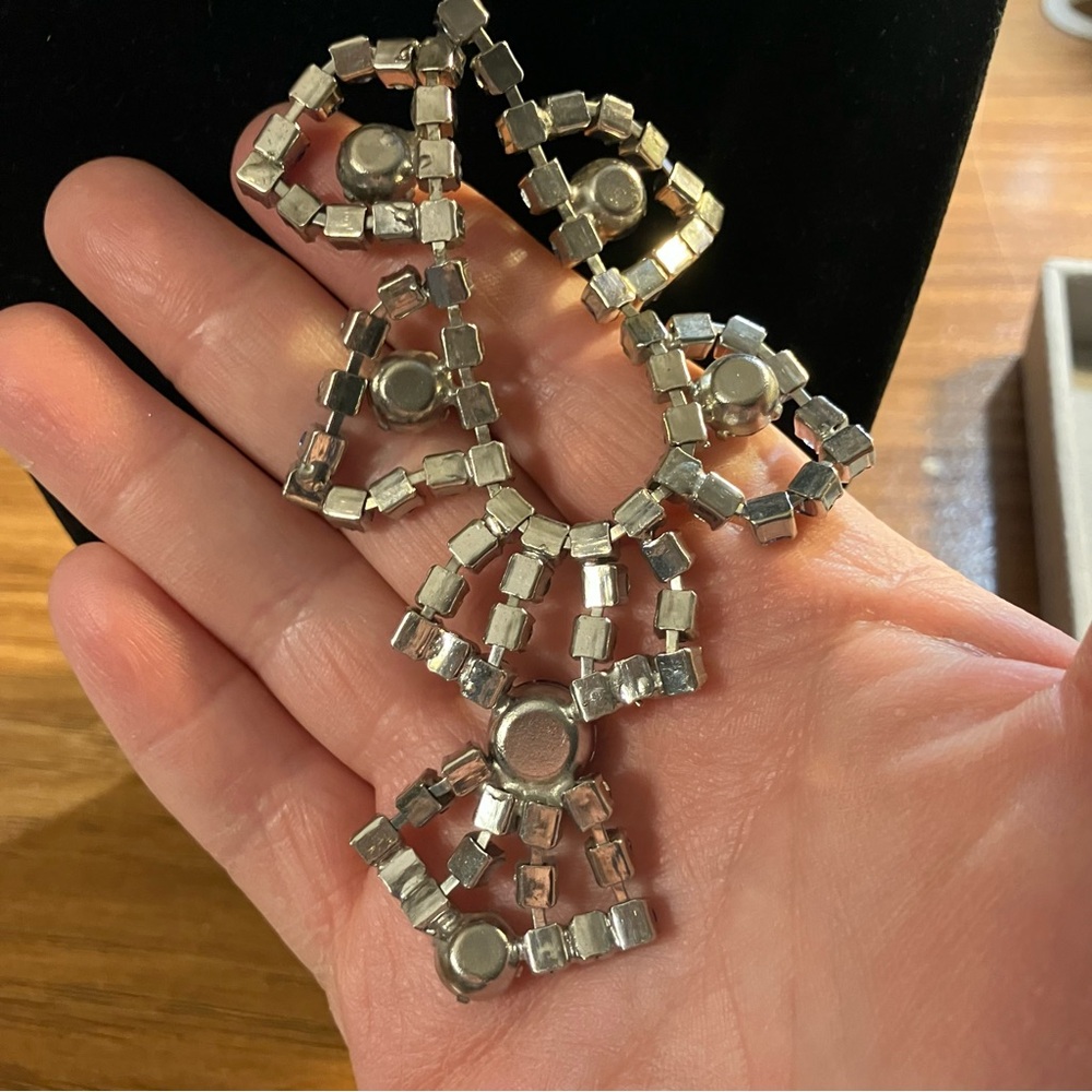 Vintage Light Blue Rhinestone Statement Necklace … - image 3